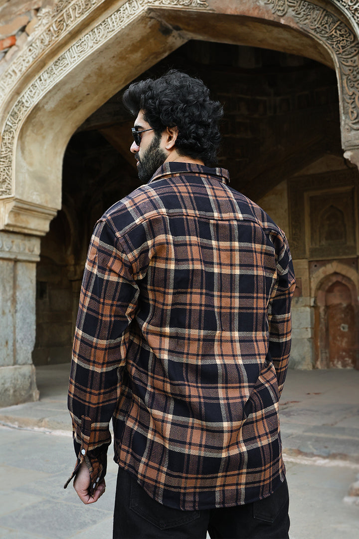 Oversized Flannel Shirt For Men (Brown)