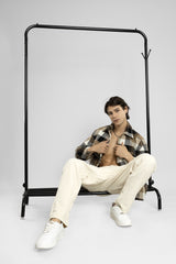 Oversized Checkered Shacket (Brown)