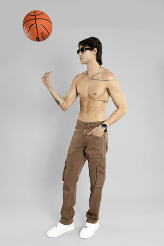 Coffee Brown Colour Denim Cargo Trouser