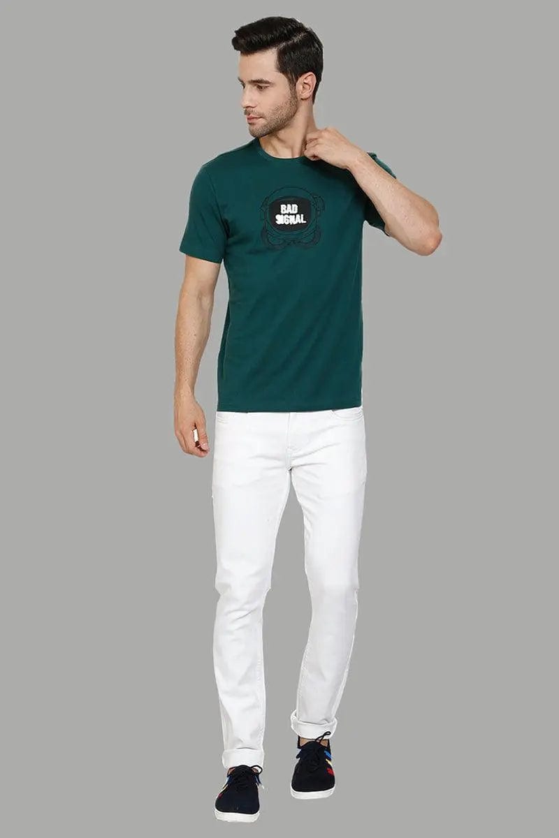 Men's Cotton Regular Fit bad Signal Printed Round Neck T-Shirt - Peplos Jeans 