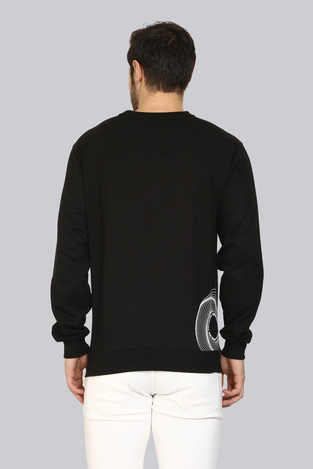 Round Neck Black Full Sleeve Premium Sweatshirt for Men - Peplos Jeans 