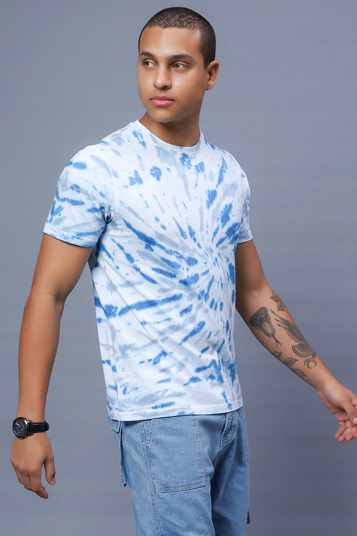 Men's Multi Color Pure Cotton Tie & Dye T-shirt - Peplos Jeans 