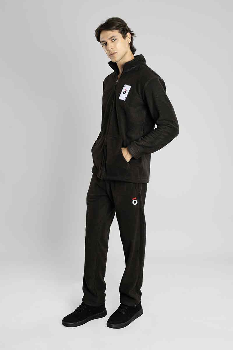 Dark Grey Color Fleece Co-ord Set For Men