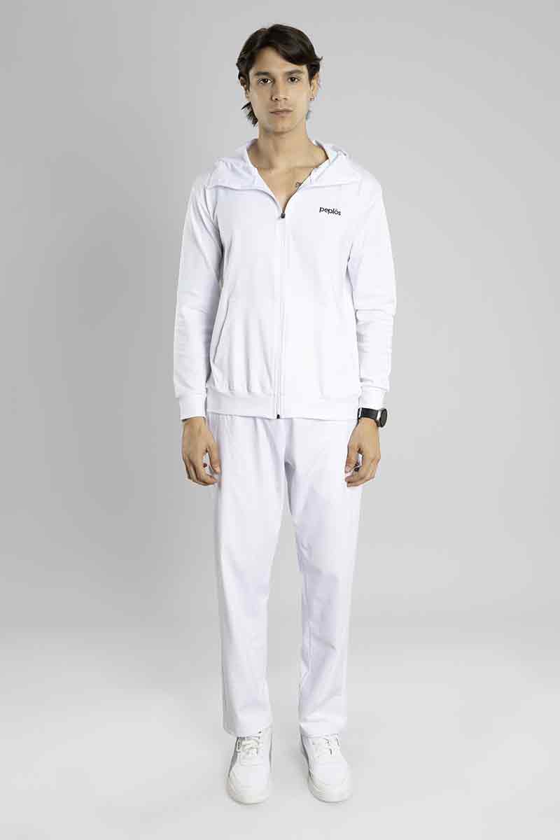 Regular Fit Stretchable Tracksuit (White)