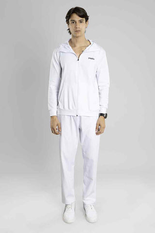 Regular Fit Hooded Men's White Tracksuit