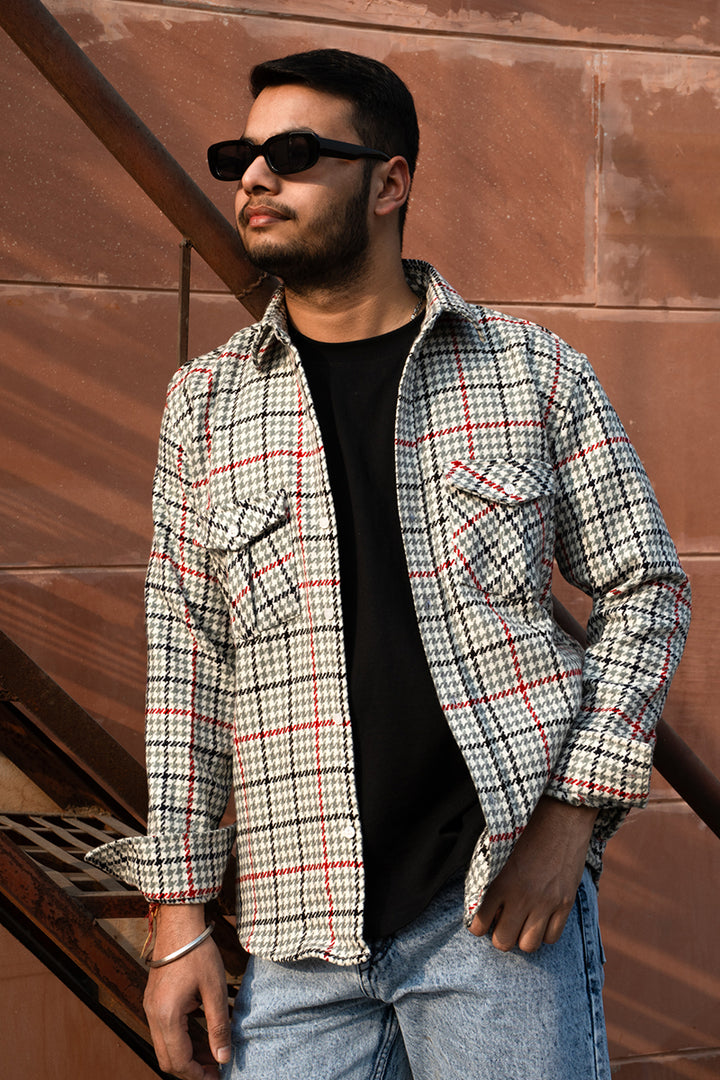 Oversized Flannel Shirt For Men (Grey)