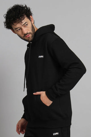 Regular Fit Solid Black Hoodie For Men