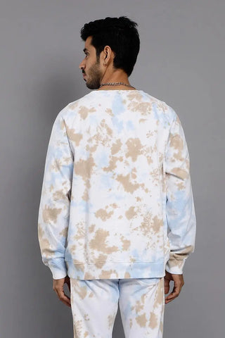 Regular Fit White Tie & Dye Premium Sweatshirt For Men