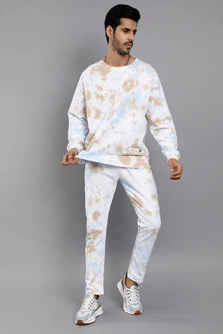 Regular Fit Tie Dye Sweatshirt and Pants Set For Men