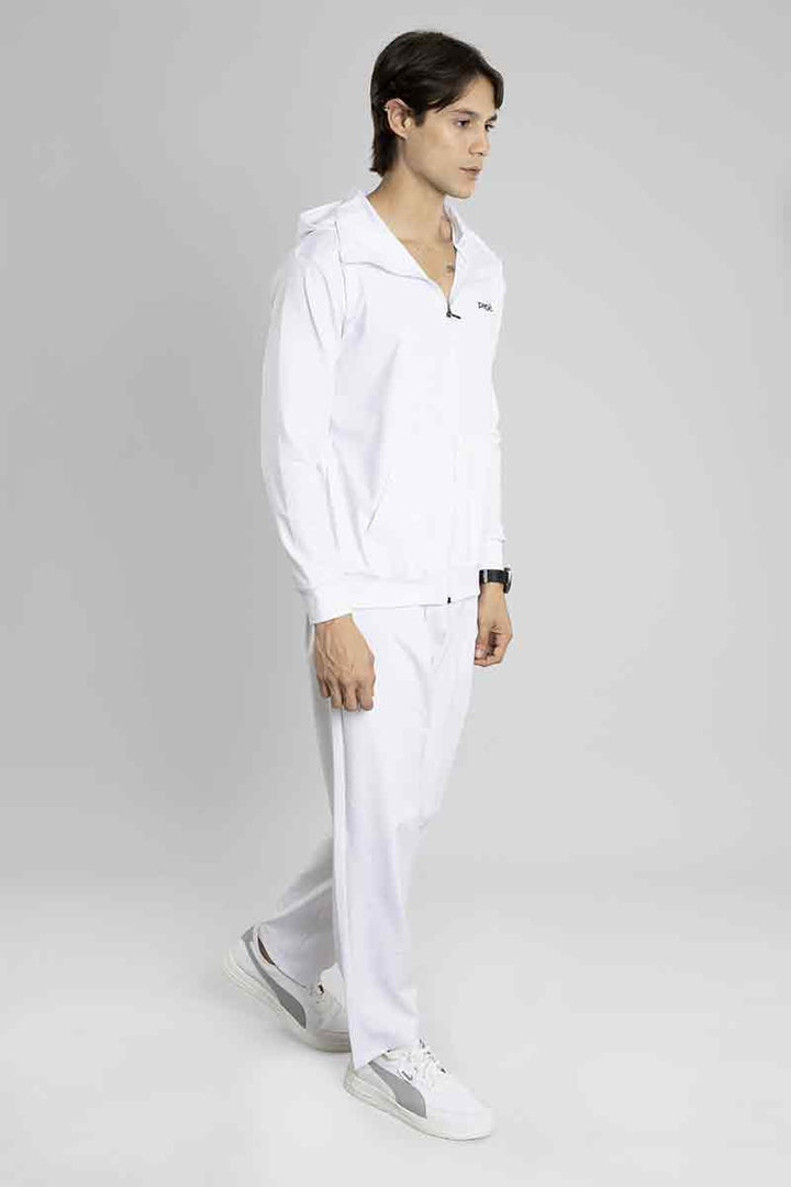 Regular Fit Stretchable Tracksuit (White)