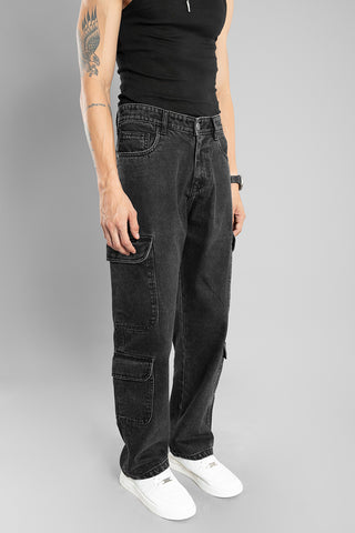 Baggy Fit Cargo Pants for Men (Black)