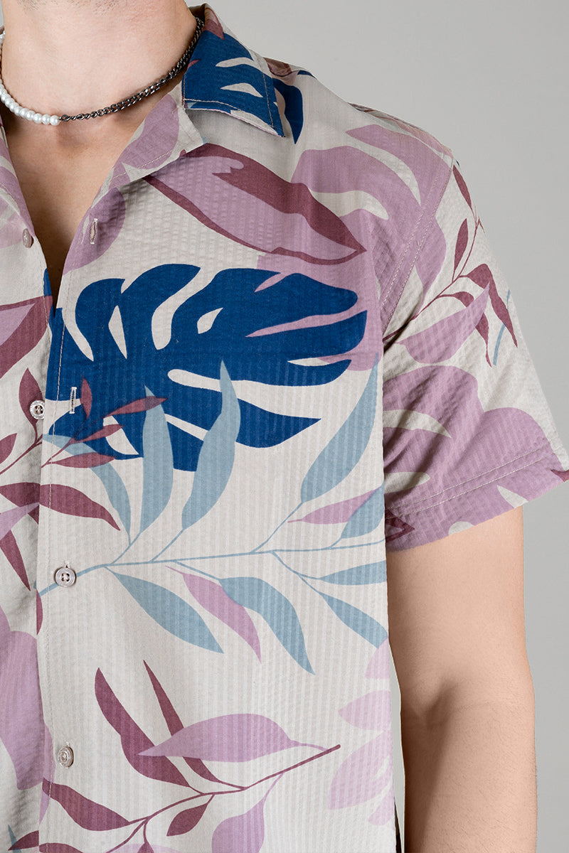 Pink Funky Tropical Print Shirt for Men