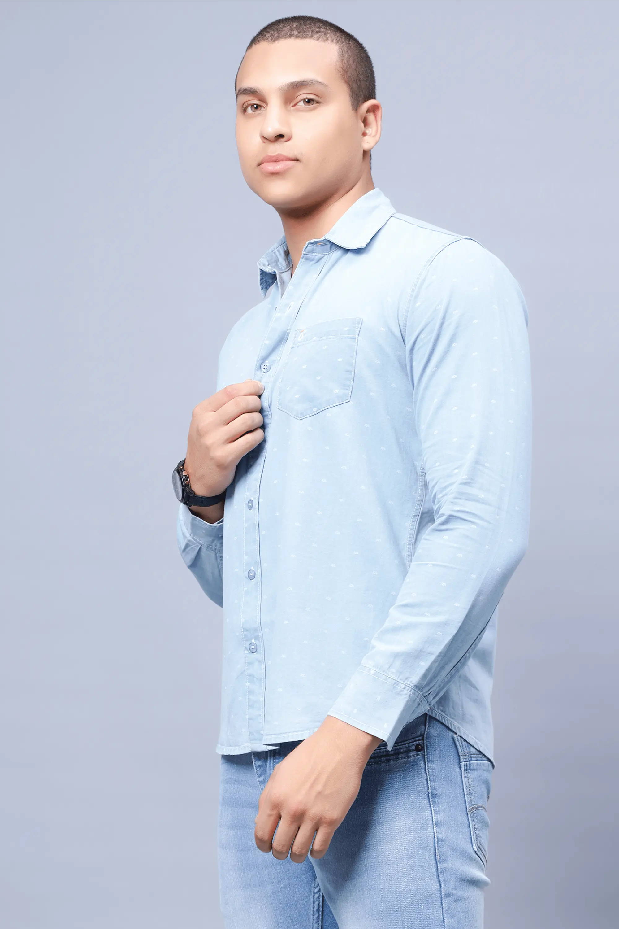 Buy Regrowth Men Light Blue Denim Casual Regular Fit Shirt - L Online at  Best Prices in India - JioMart.