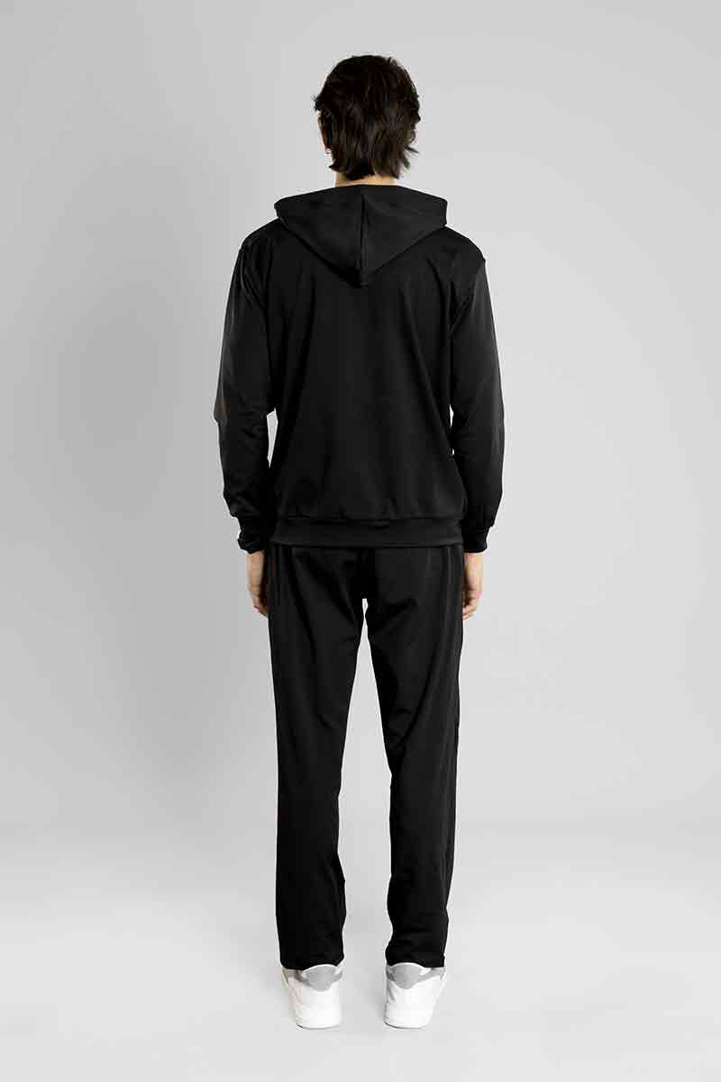 Regular Fit Stretchable Tracksuit (Black)