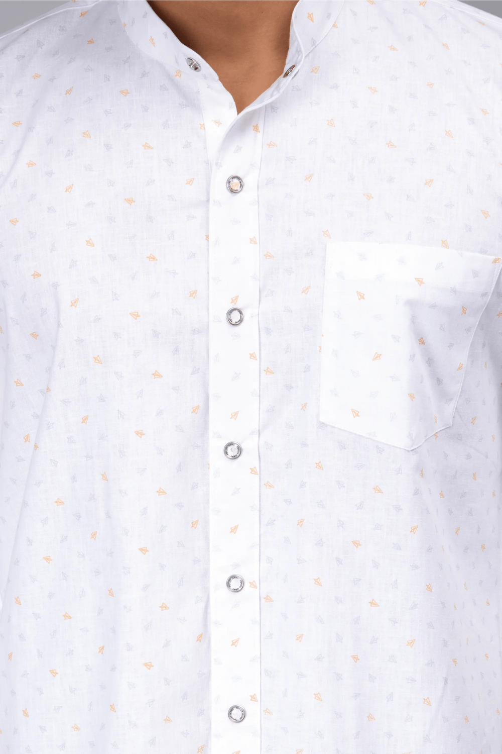 Regular Fit Chinese Color White Printed Shirt For Men - Peplos Jeans 