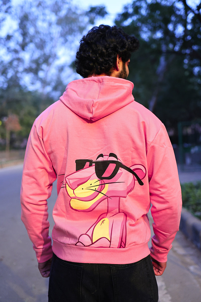 Oversized Fit Printed Hoodie For Men (Pink)