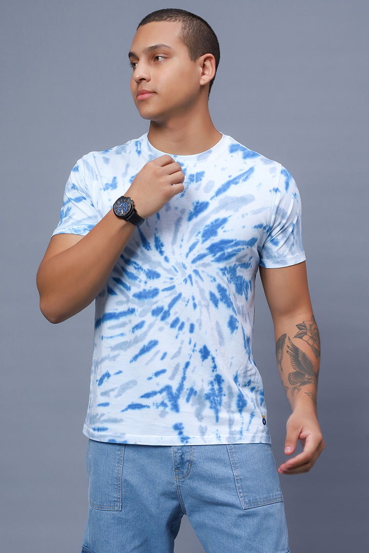 Men's Multi Color Pure Cotton Tie & Dye T-shirt - Peplos Jeans 