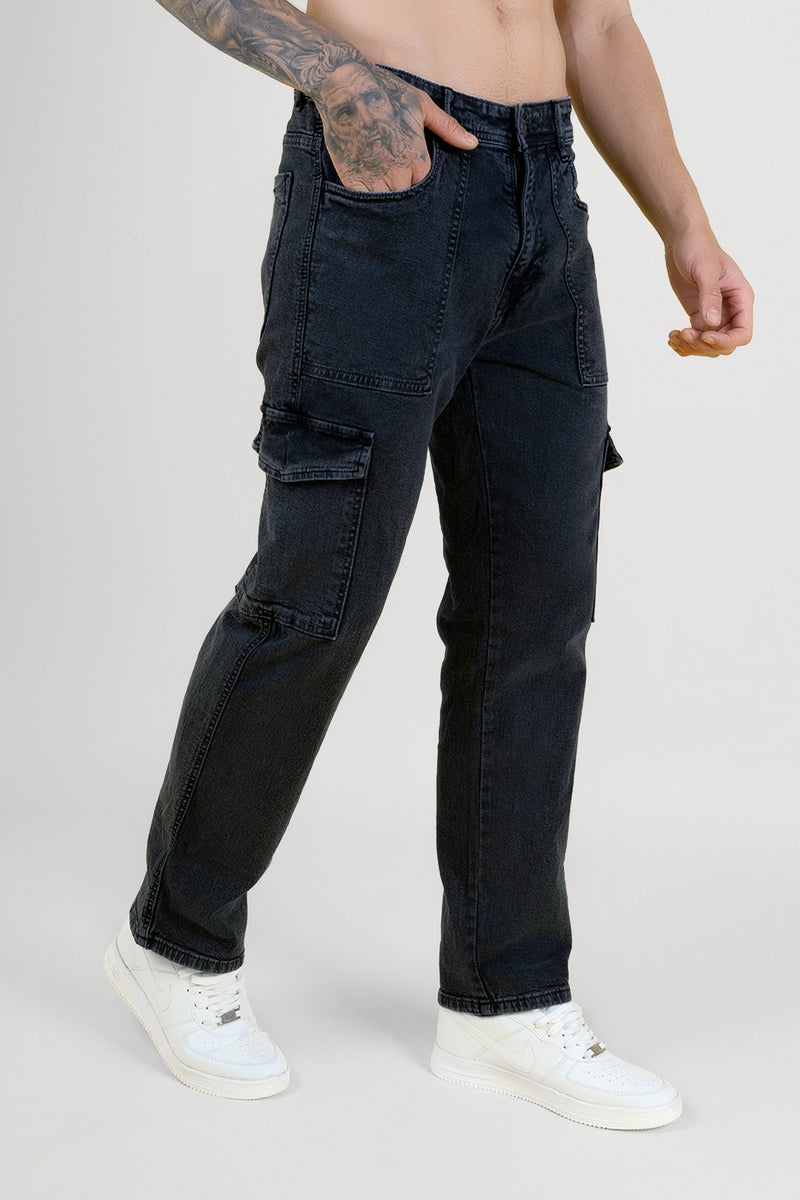 Men's Regular Fit Acru Denim Cargo - Grey Black