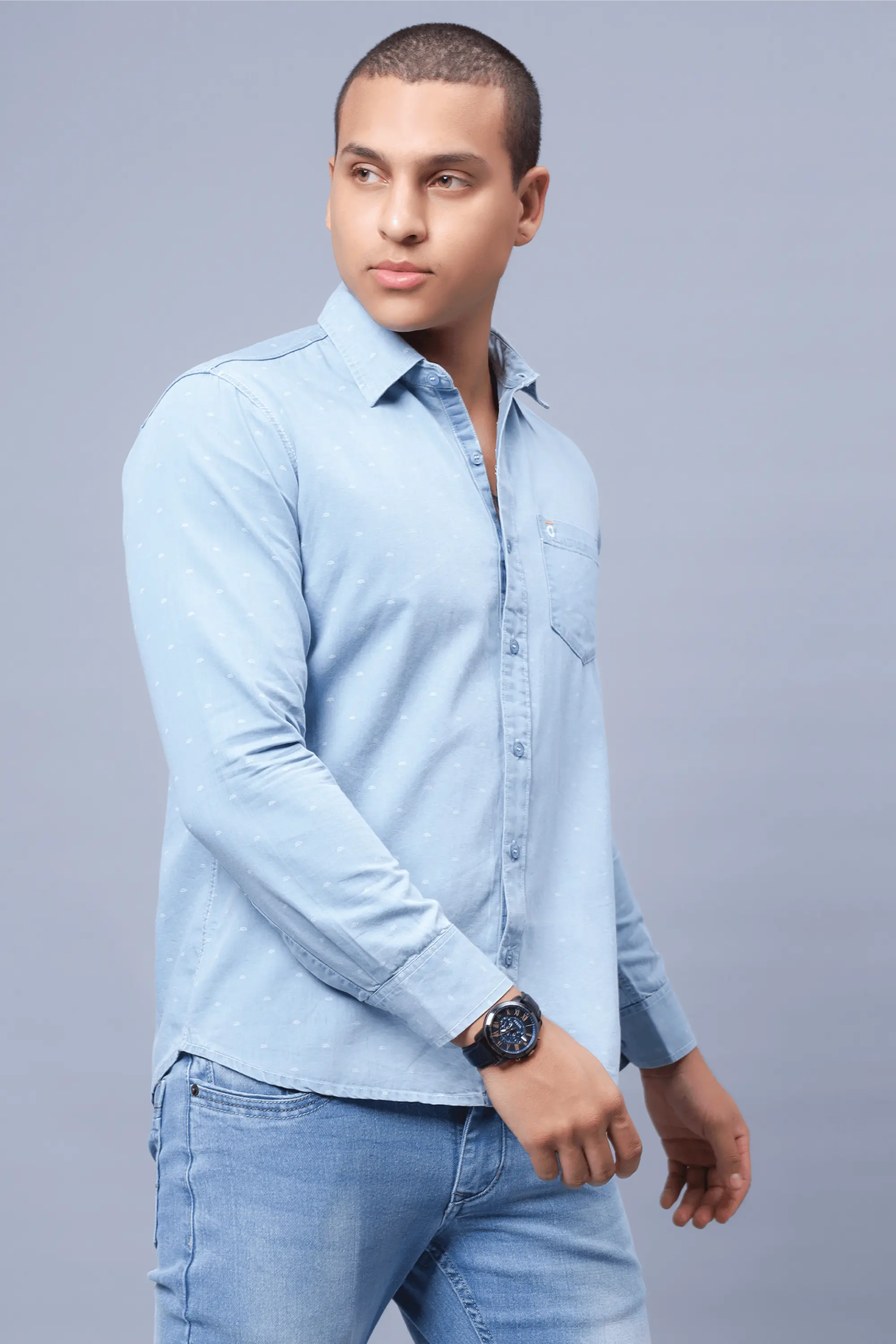 Blue double pocket denim shirt for men's – Albatross Clothing