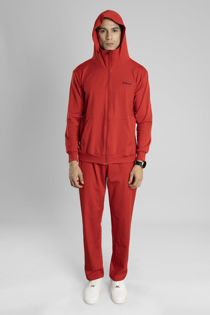 Regular Fit Stretchable Tracksuit (Red)