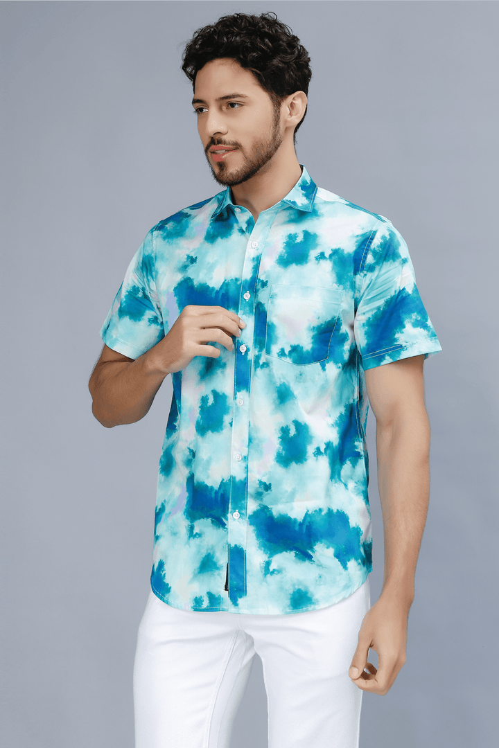 Men's Multi Color Trendy Style Printed Half-Sleeve Shirt