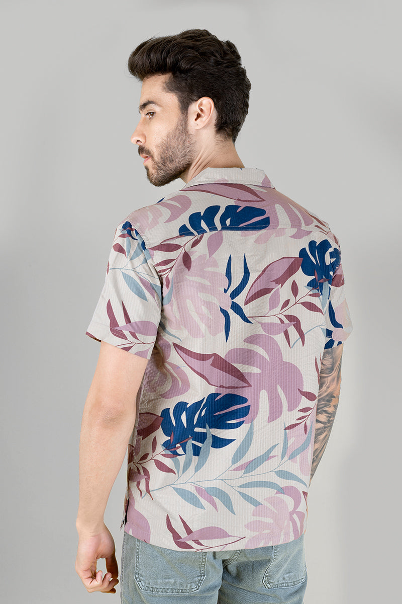 Pink Funky Tropical Print Shirt for Men