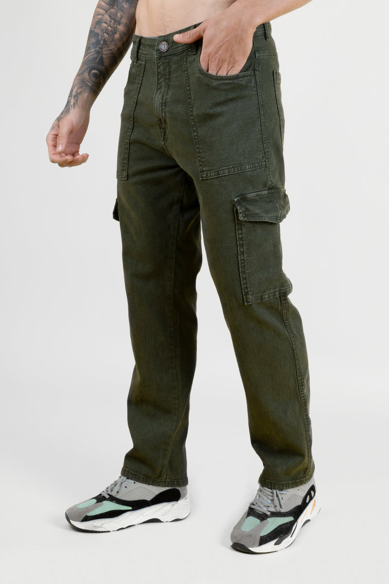 Olive Green Dark Green Combat Trousers Military Green 100% Linen