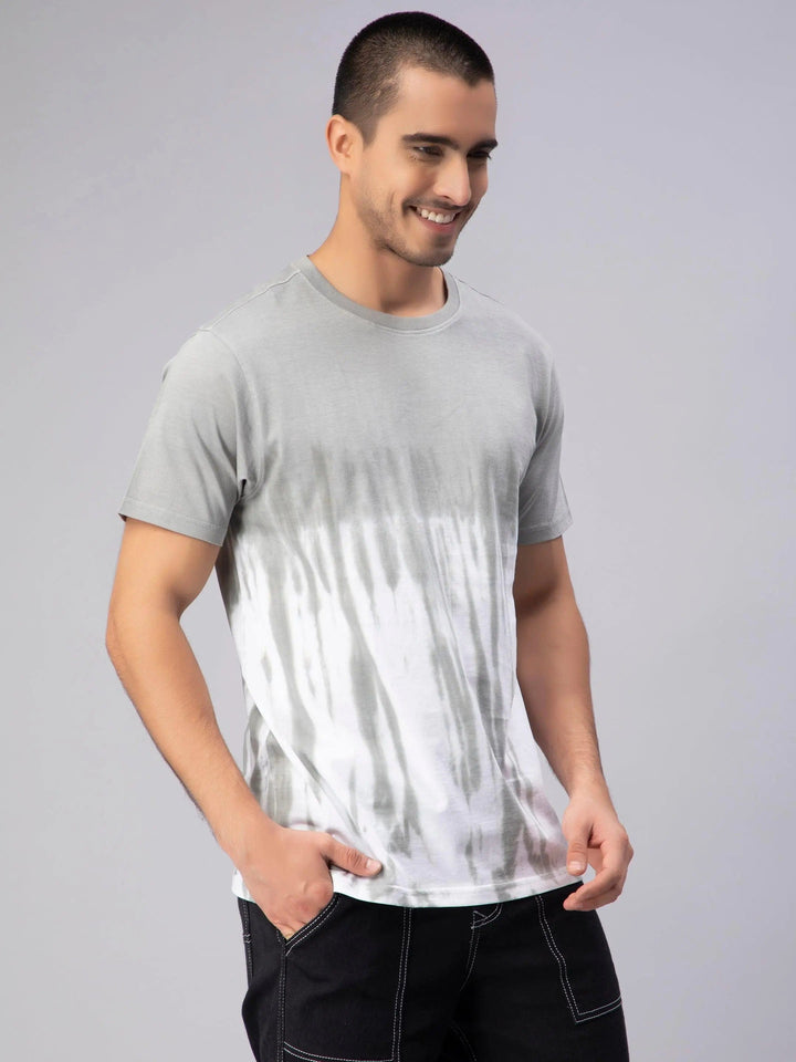Men's Premium Cotton Grey Tie & Dye T-shirt - Peplos Jeans 