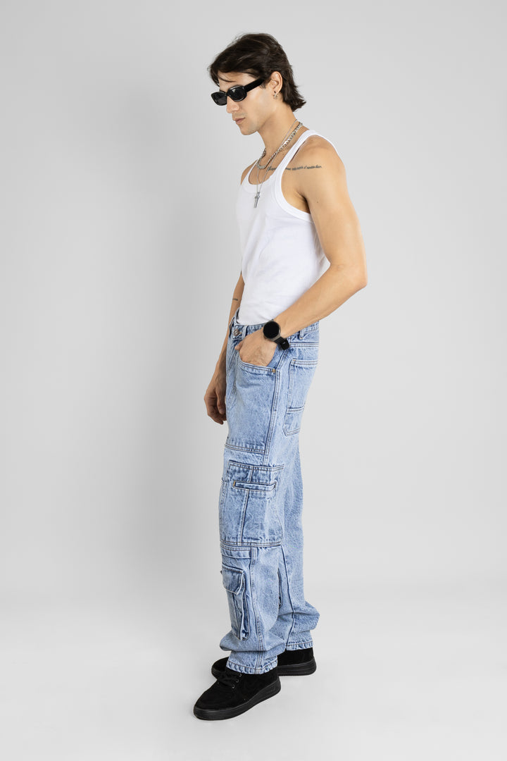 Utility Cargo Pants for Men (Light Blue)