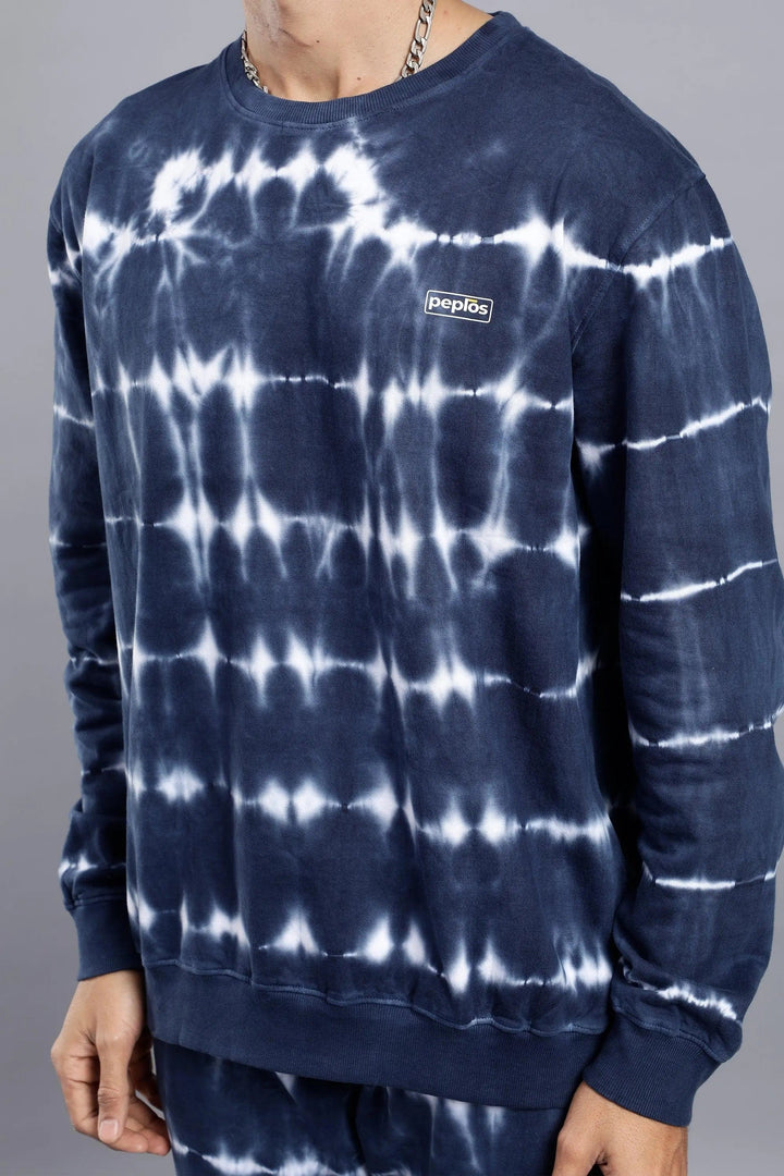 Regular Fit Blue Tie & Dye Premium Sweatshirt For Men - Peplos Jeans 