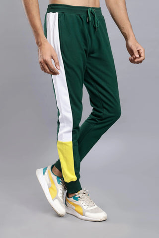 Regular Fit Solid Green Hoodie and Pants Set For Men