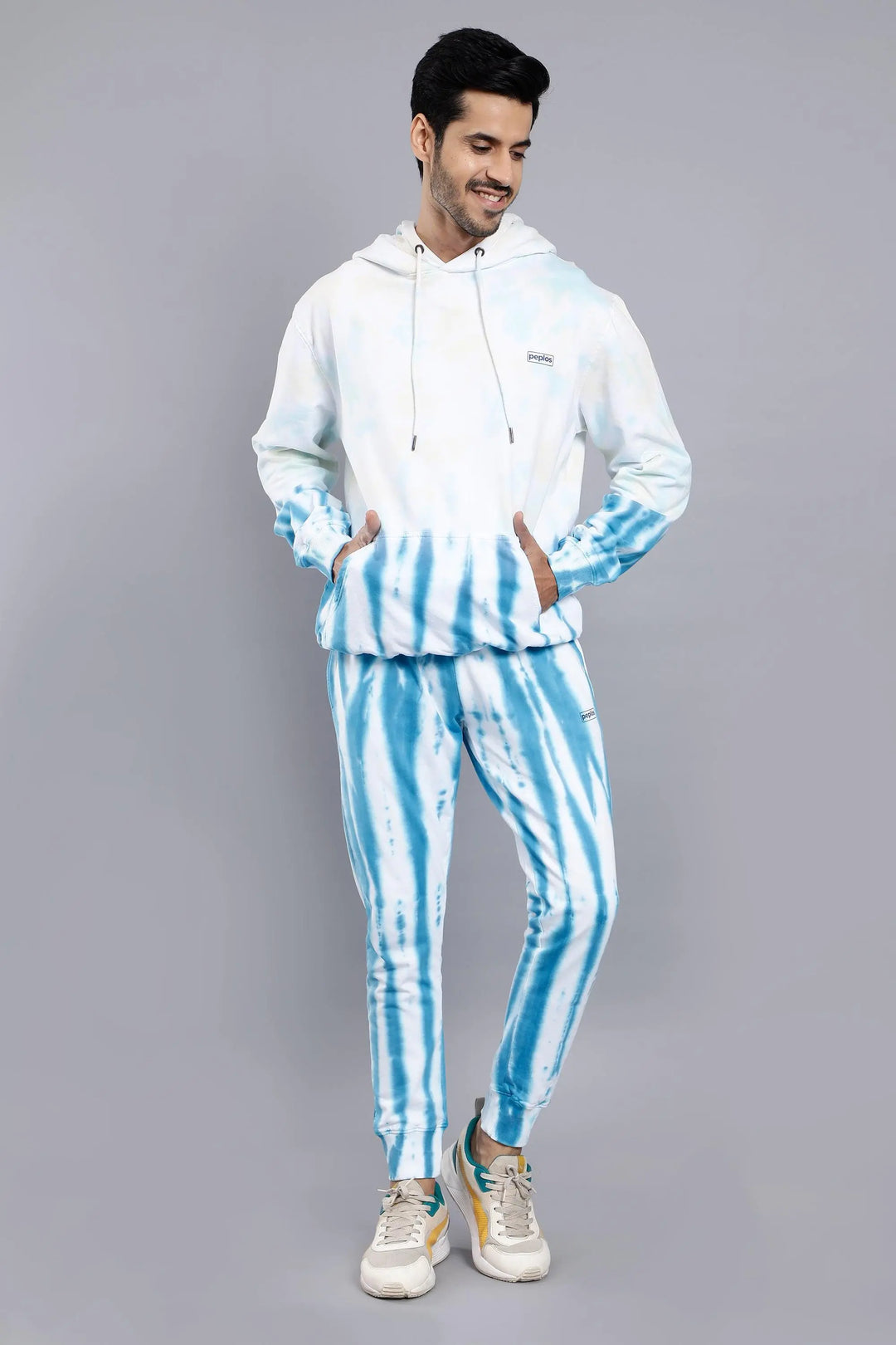 Regular Fit Solid White Hoodie-Trouser Co-ord Set For Men - Peplos Jeans 