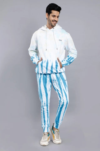 Regular Fit Solid White Hoodie-Trouser Co-ord Set For Men