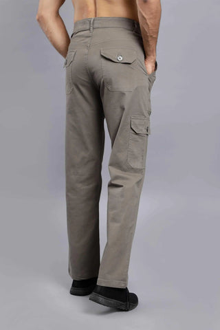 Men's Loose Fit Multiple Pocket Grey Premium Cargo Pant