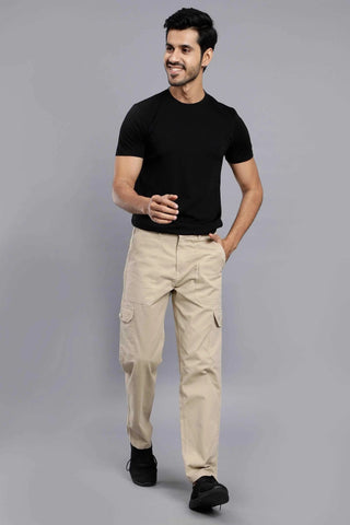 Men's Loose Fit Multiple Pocket Khaki Premium Cargo Pant