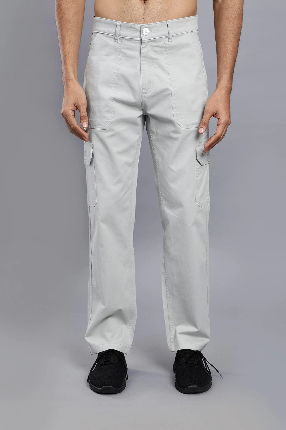 Men's Loose Fit Multiple Pocket Grey Cargo Pant