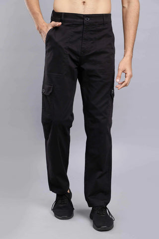 Men's Loose Fit Multiple Pockets Black Cargo Pant