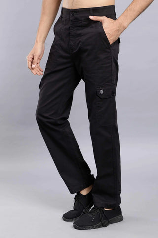 Men's Loose Fit Multiple Pockets Black Cargo Pant