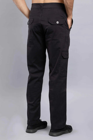 Men's Loose Fit Multiple Pockets Black Cargo Pant