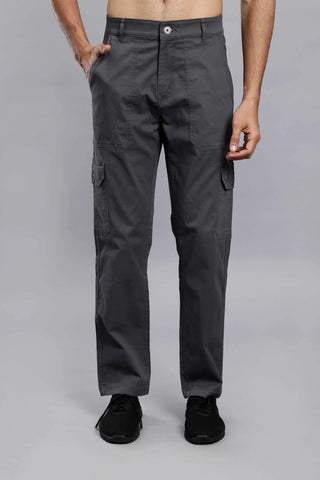 Men's Loose Fit Multiple Pockets Dark Grey Cargo Pant