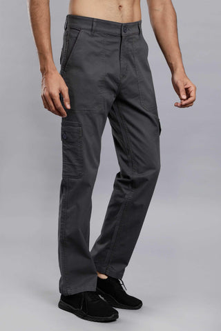 Men's Loose Fit Multiple Pockets Dark Grey Cargo Pant