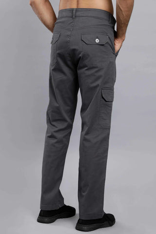 Men's Loose Fit Multiple Pockets Dark Grey Cargo Pant