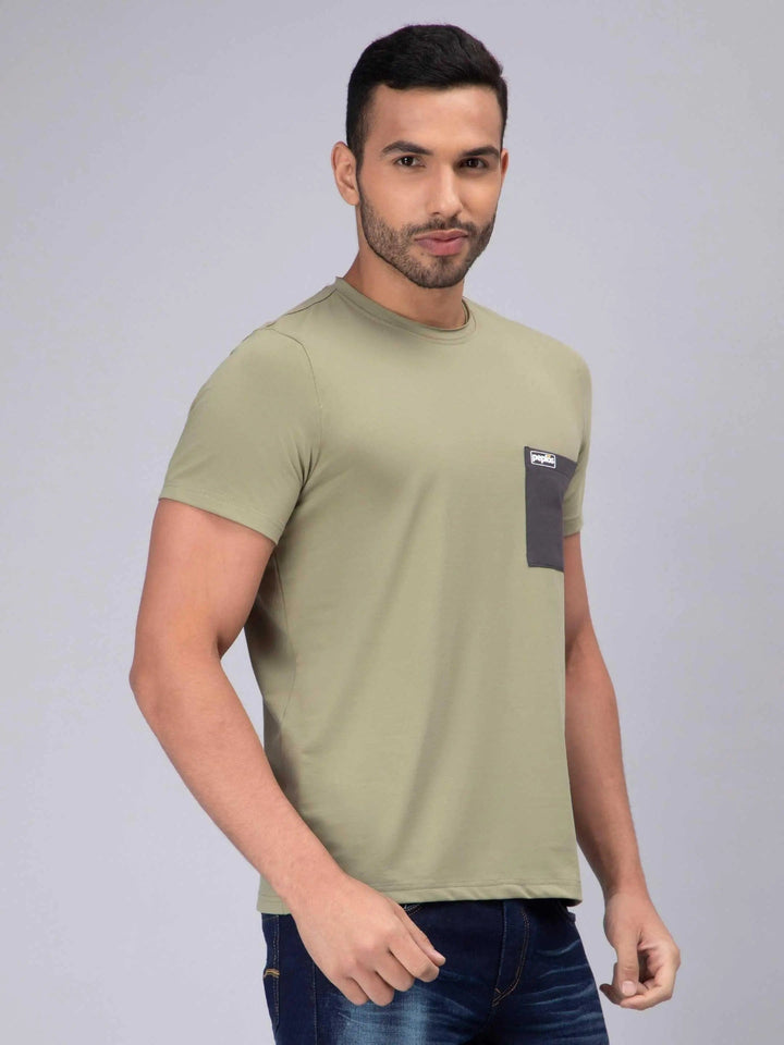 Men's Half-Sleeve Solid Cotton T-shirt with Pocket-Grey