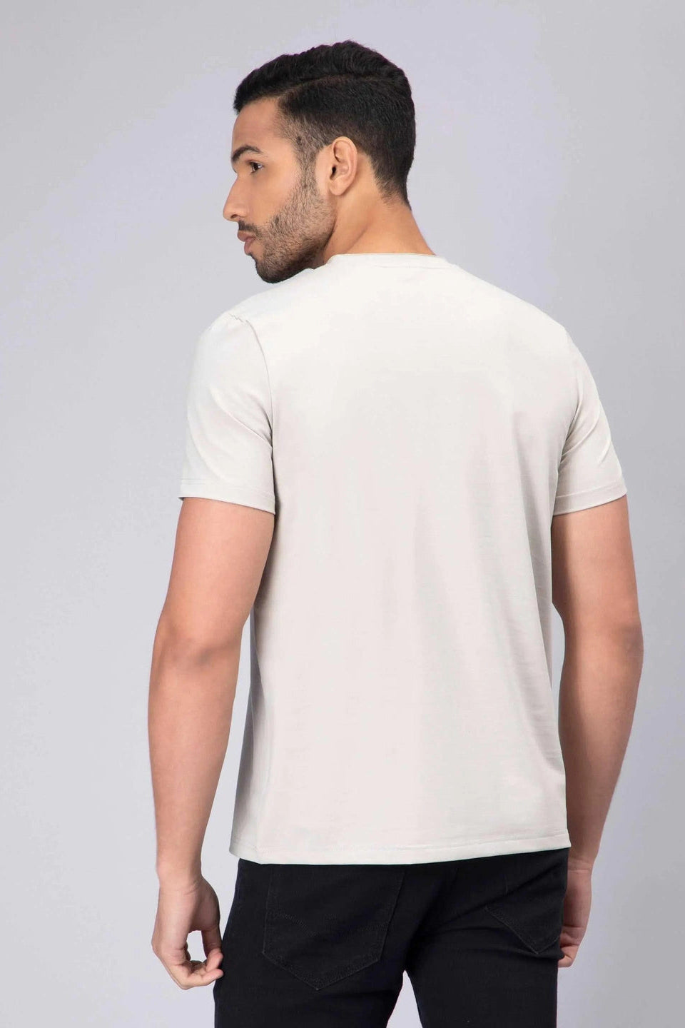 Men's Half-Sleeve Solid Cotton T-shirt with Pocket - Grey