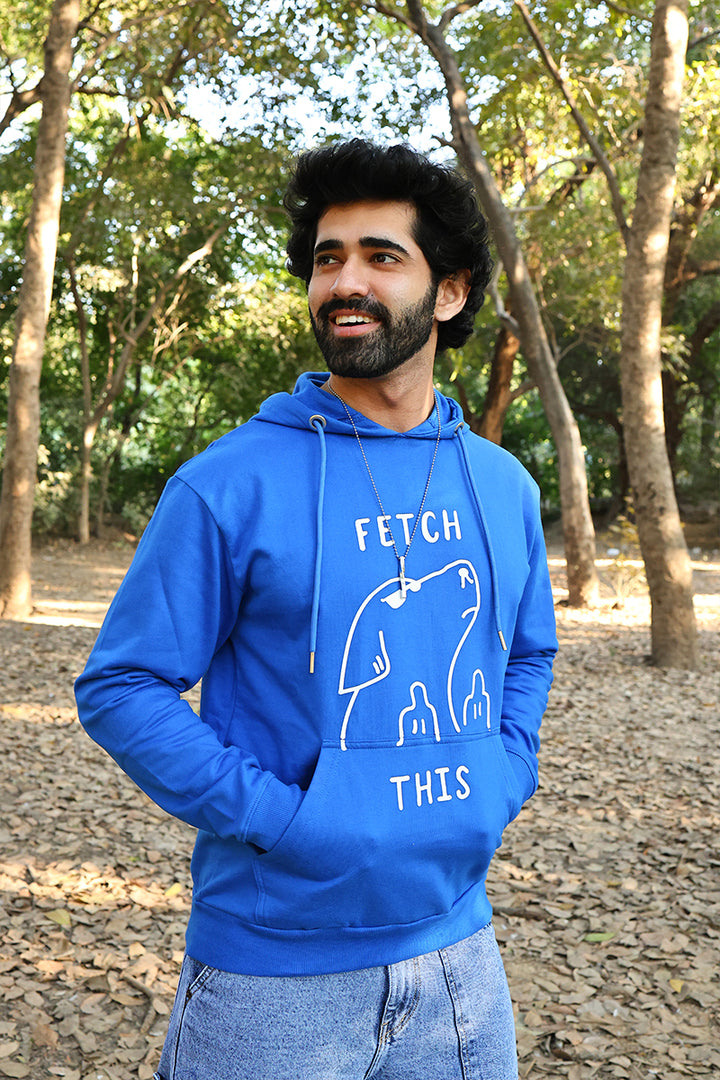 Oversized Fit Printed Hoodie For Men (Blue)