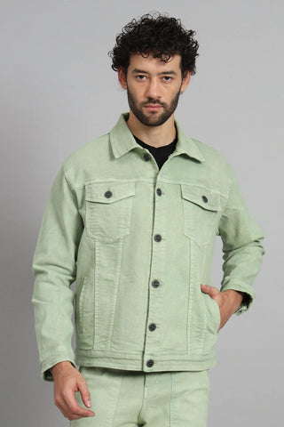 Regular Fit Pista Color Denim Jacket for Men