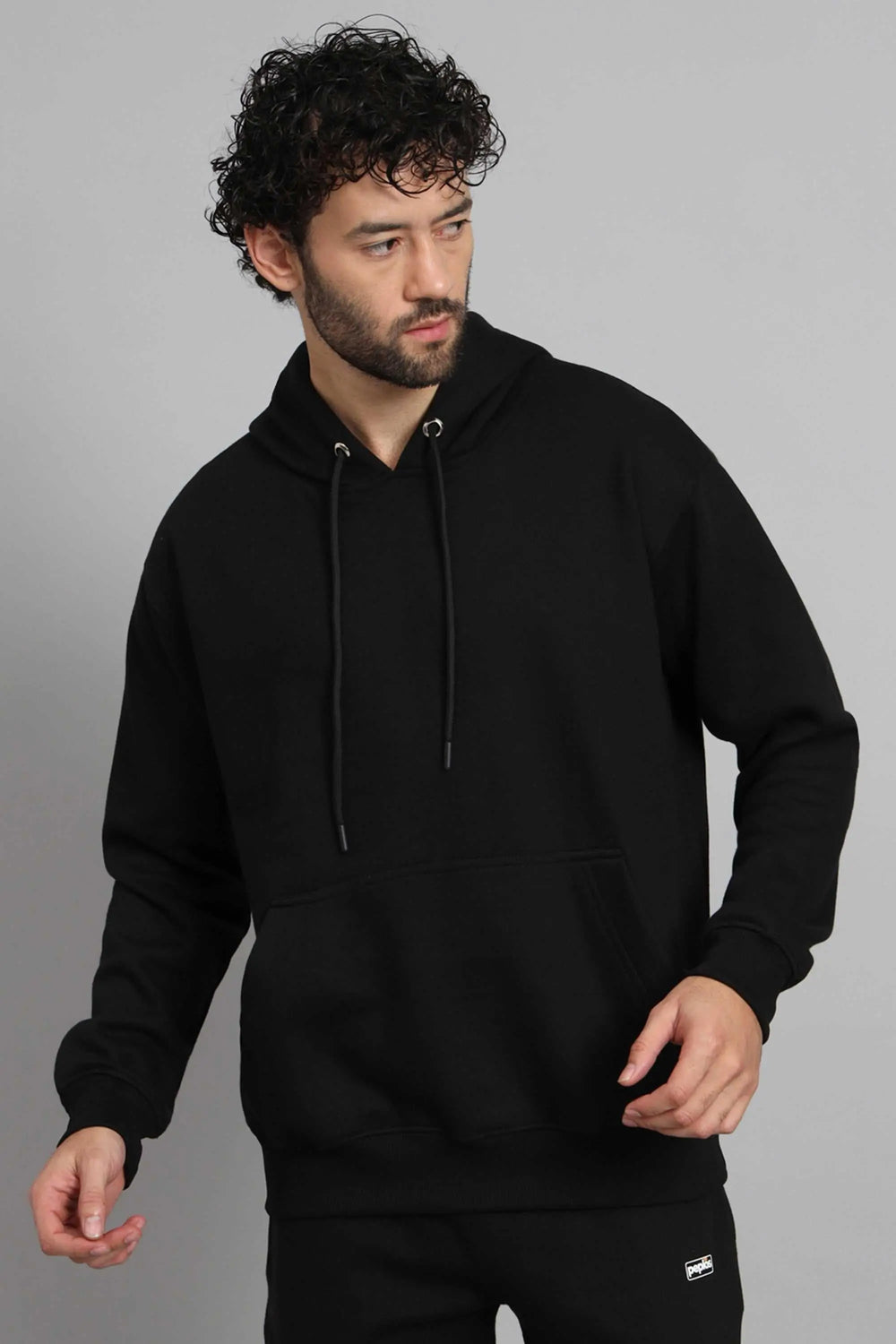 Regular Fit Printed Premium Black Hoodie For Men