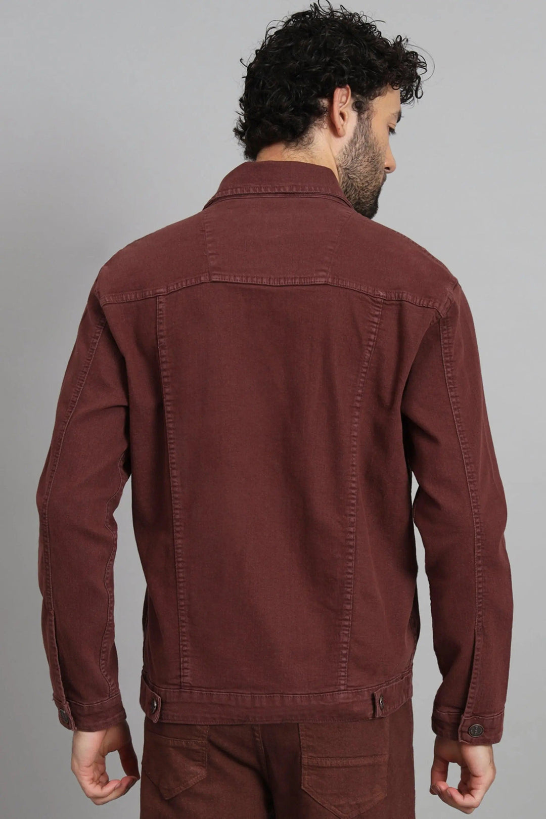 Regular Fit Brown Color Denim Jacket for Men