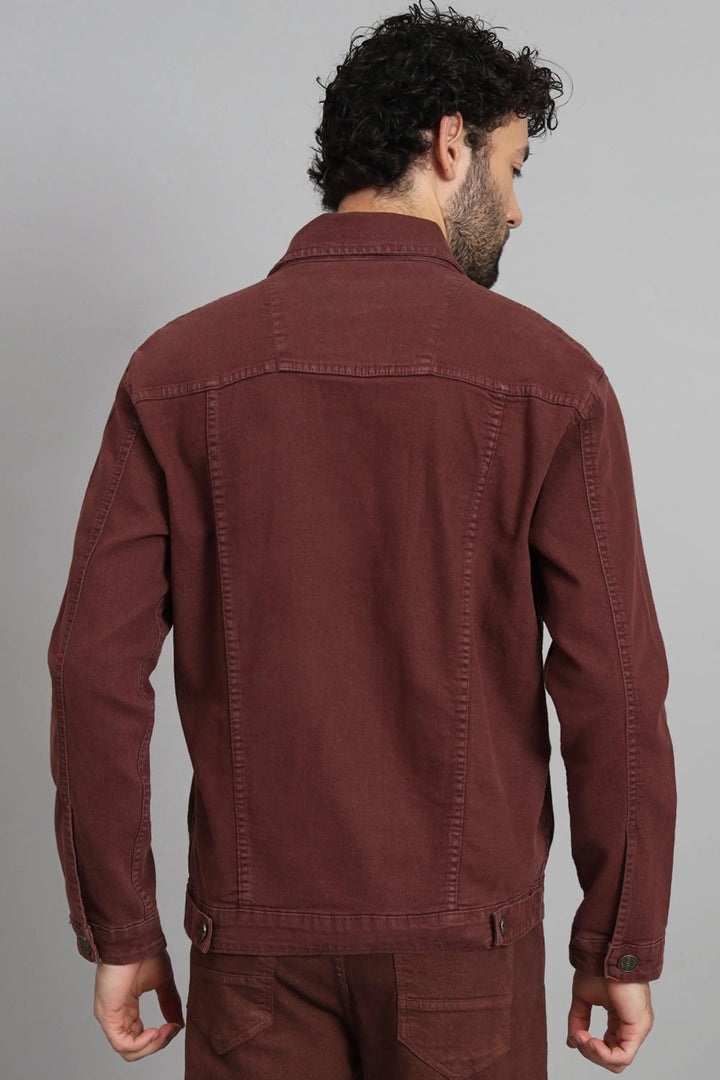 Regular Fit Brown Color Denim Jacket for Men - Peplos Jeans 