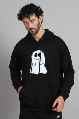 Regular Fit Printed Premium Black Hoodie For Men